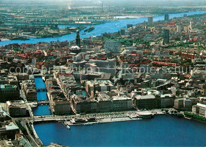 HAMBURG  CITY Fliegeraufnahme mit Jungfernstieg und Elbe