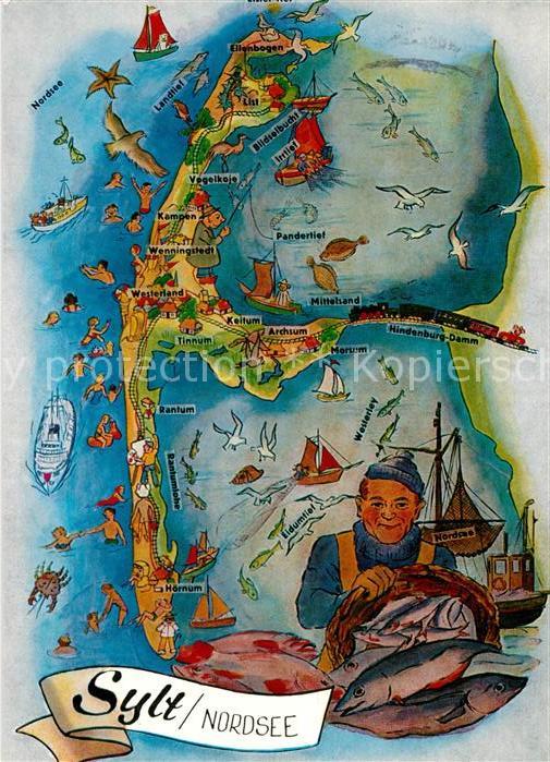 Sylt Inselkarte Illustration