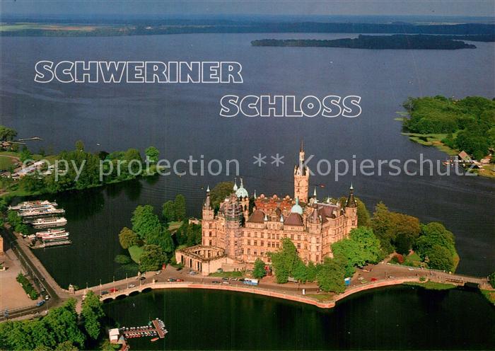 Schwerin Mecklenburg Schloss Schlossinsel Schweriner See Fliegeraufnahme