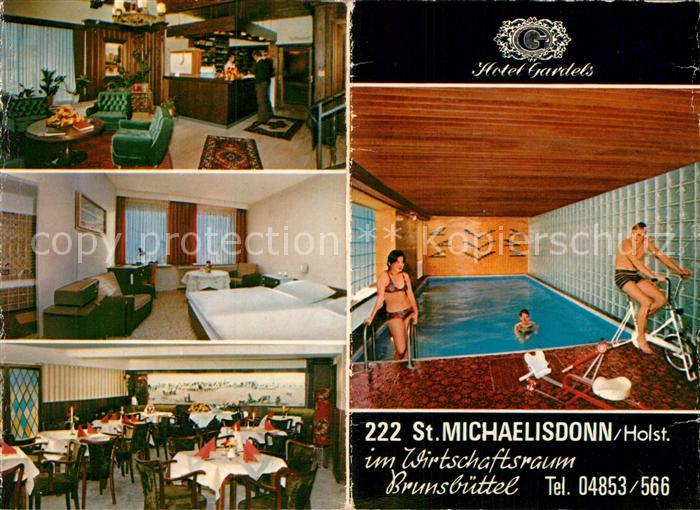 St Michaelisdonn Hotel Gardels Rezeption Zimmer Speiseraum Hallenbad