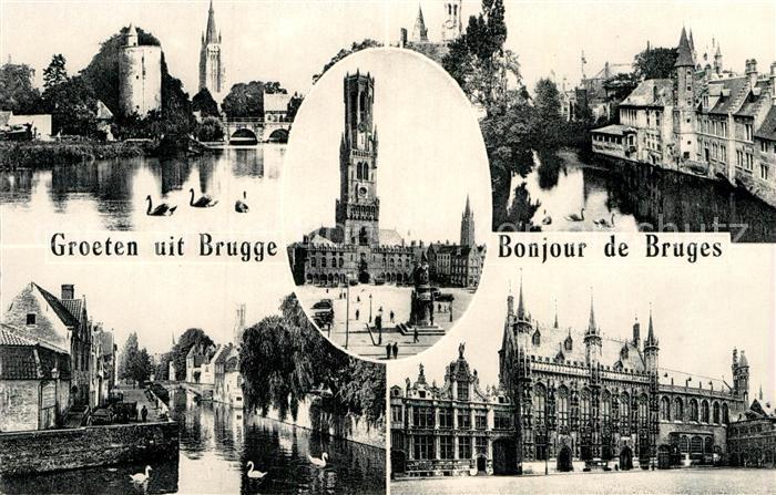 Bruges BRUGGE Belgie Glockenturm Gracht Rathaus