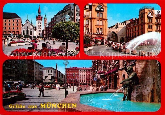 Muenchen Bayern Marienplatz Altes Rathaus Karlsplatz Stachus Brunnen Fussgaenger