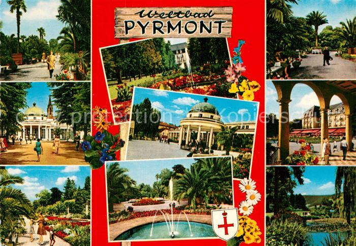 Pyrmont Bad Kurpark Promenade Kurhaus Springbrunnen Kolonnaden