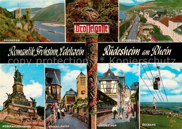 Ruedesheim Rhein Burg Rheinstein Niederwalddenkmal Drossegasse Weinlokal Seilbah