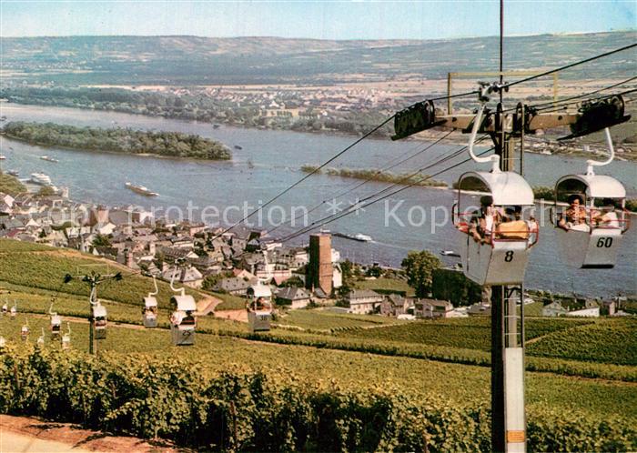 Ruedesheim Rhein Panorama Rheintal mit Kabinenseilbahn