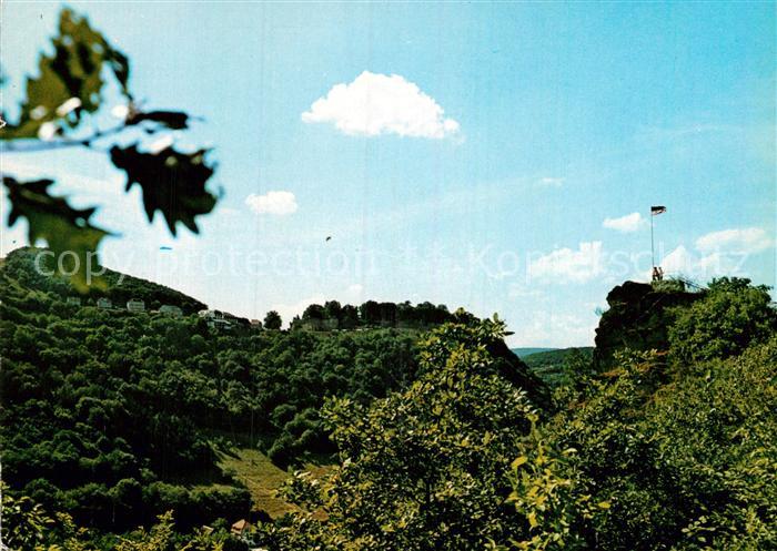 Simmertal Blick auf Schloss Dhaun und Rabenkanzel