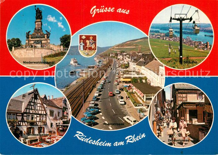 Ruedesheim Rhein Rheinstrasse Drosselgasse Weinlokale Seilbahn Niederwalddenkmal