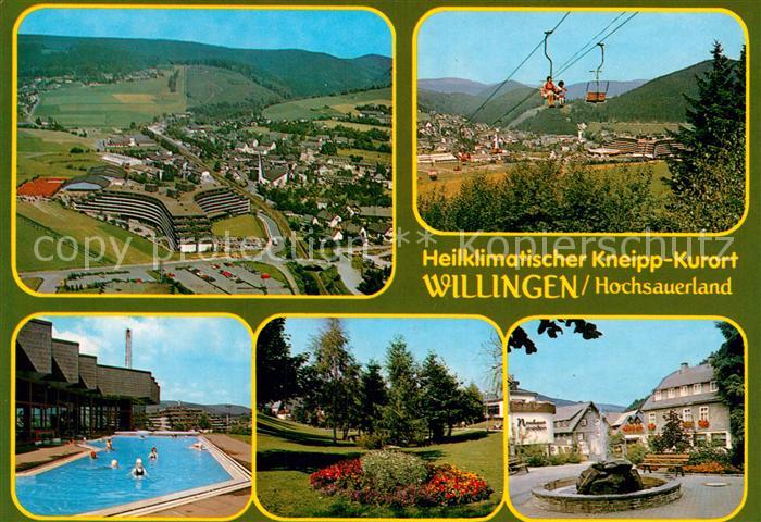 Willingen Sauerland Panorama Kurort Sessellift Freibad Park Brunnen