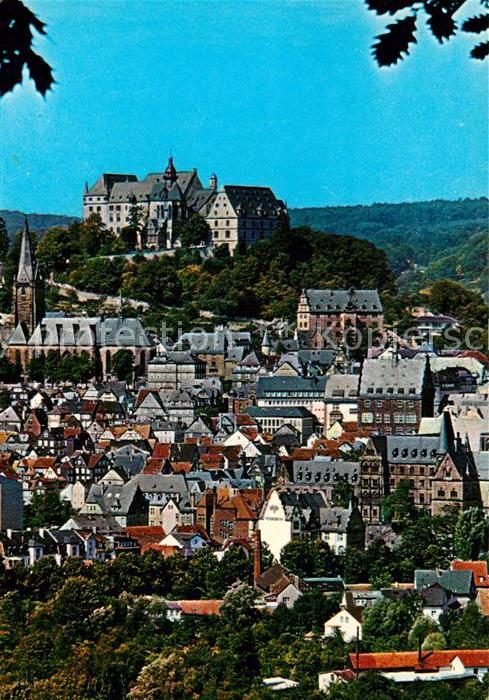 Marburg Lahn Stadtansicht mit Kirche und Schloss