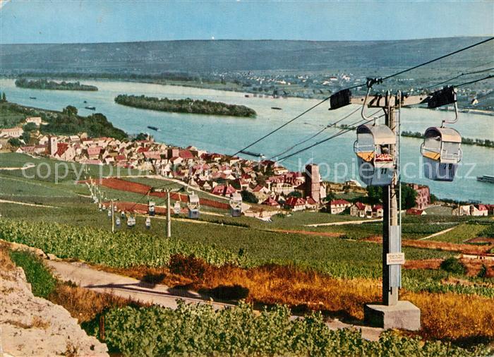 Ruedesheim Rhein Panorama Blick ueber den Rhein Kabinenseilbahn