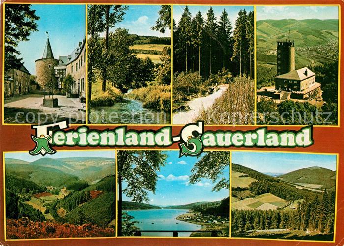 Sauerland Landschaftspanorama Ferienland Berggaststaette Aussichtsturm