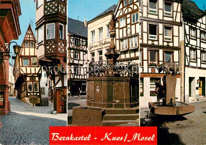 Bernkastel-Kues Altstadt Brunnen Fachwerkhaeuser