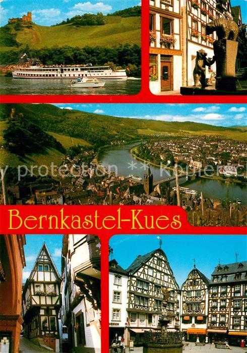 Bernkastel-Kues Ausflugsdampfer Burg Brunnen Moseltal Altstadt Fachwerkhaeuser