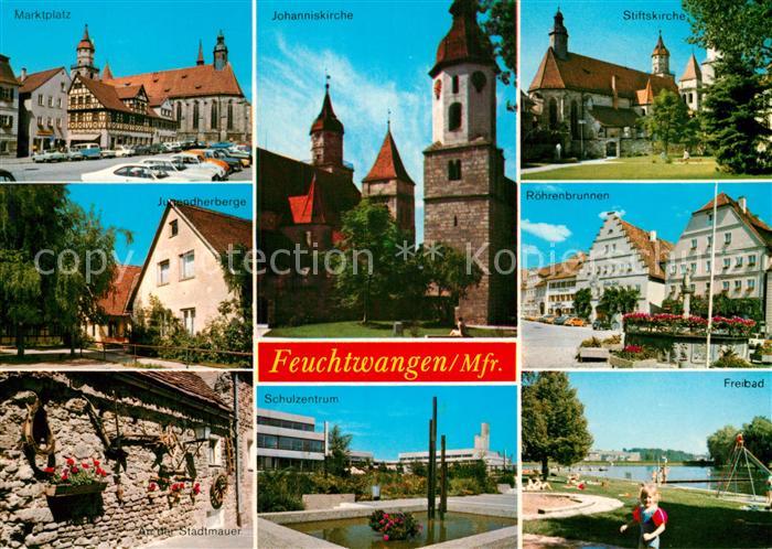 Feuchtwangen Marktplatz Jugendherberge Stadtmauer Kirche Brunnen Freibad Schulze