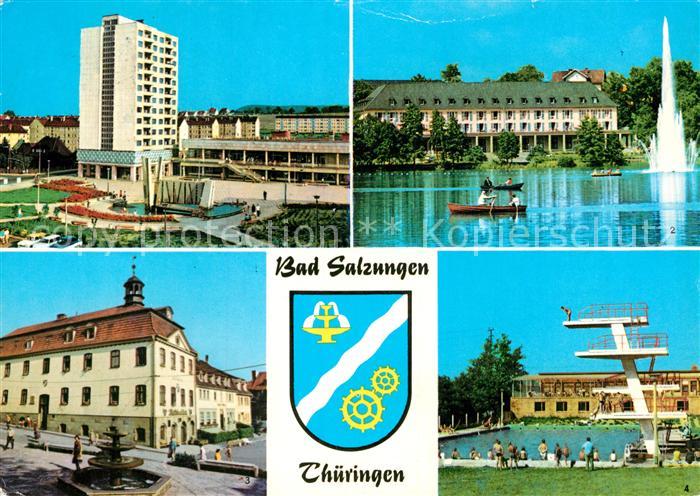 Bad Salzungen Leninplatz Kurhaus am Burgsee Rathaus Markt Schwimmbad Wappen