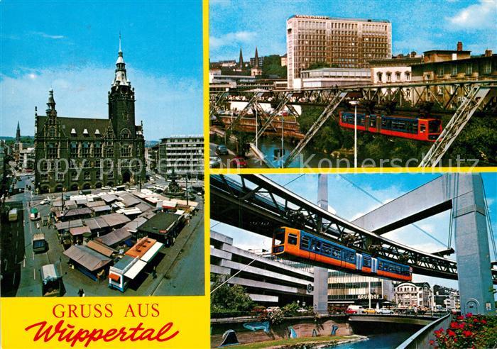 WUPPERTAL NRW Marktplatz Rathaus Schwebebahn Hochhaus
