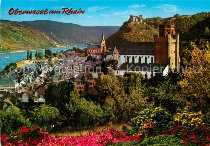 Oberwesel Rhein Panorama mit Kirche und Burg