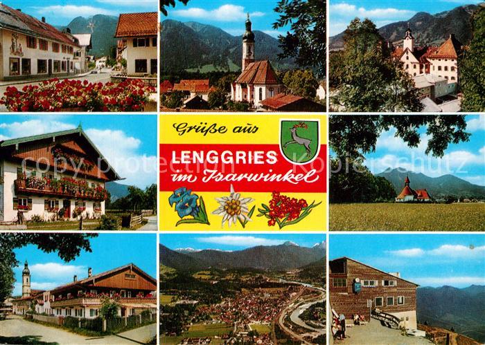 Lenggries Teilansichten Kirche Berghotel Alpenpanorama