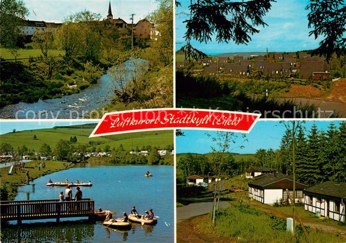 Stadtkyll Teilansichten Partie am Bach Badesee Ferienhaeuser