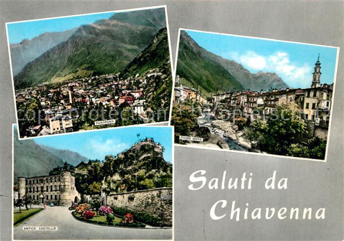Chiavenna Panorama Fiume Mera Antico Castello Alpi