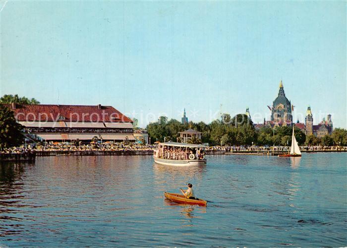 HANNOVER  CITY Ansicht vom Maschsee aus Ausflugsdampfer Restaurant Kirche