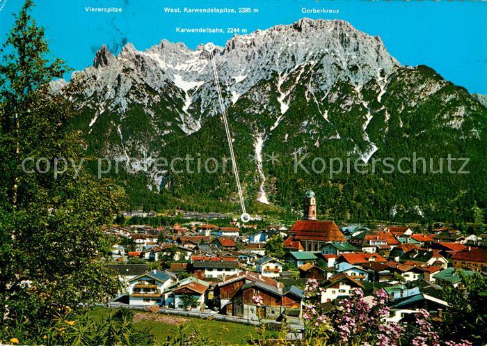 Mittenwald Bayern Gesamtansicht gegen Karwendelgebirge