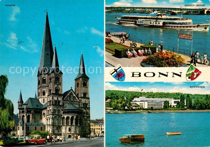 Bonn Rhein Muenster Kennedy Bruecke Raddampfer Bundeshaus