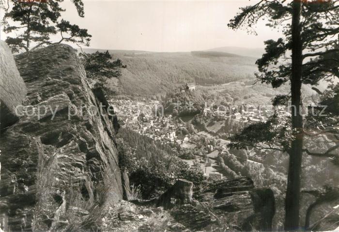 Schwarzburg Thueringer Wald Panorama Blick vom Trippstein
