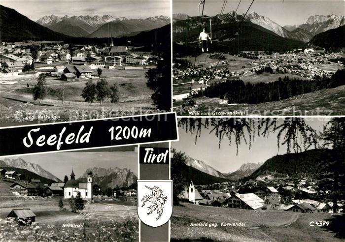 Seefeld Tirol Blick gegen Kalkkoegel Karwendel Sesselbahn Gschwandkopf Seekirchl
