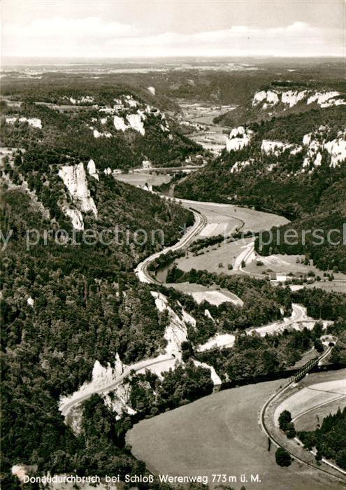 Beuron Donautal Donaudurchbruch bei Schloss Werenwag Fliegeraufnahme