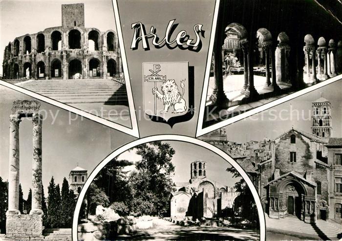 Arles Bouches-du-Rhone Altstadt Roemisches Theater Ruinen Wappen