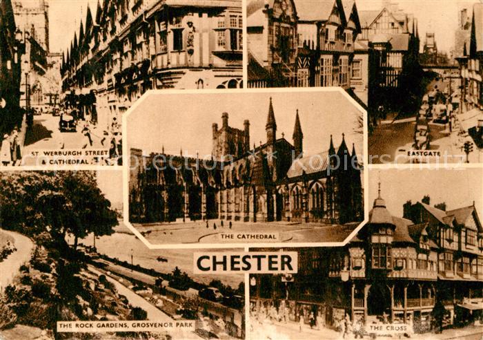 Chester Cheshire Wt Werburgh Street Rock Gardens Grosvenor Park Cathedral Eastga
