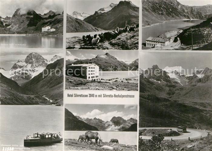 Silvretta-Hochalpenstrasse Hotel Silvrettasee Bergsee Bootfahren Pferde Schafe
