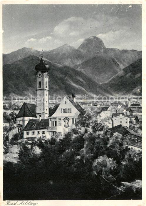 Bad Aibling Ortsansicht mit Kirche Alpen