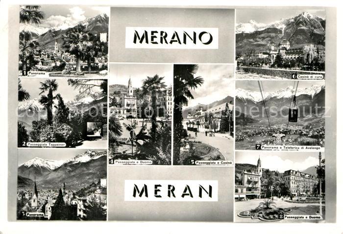 Meran Merano Panorama Tappeinerweg Pfarrturm Kurhaus Haflingerbahn