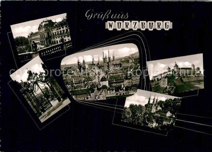 WueRZBURG Bayern Stadtbild mit Kirchen Schloss Tor