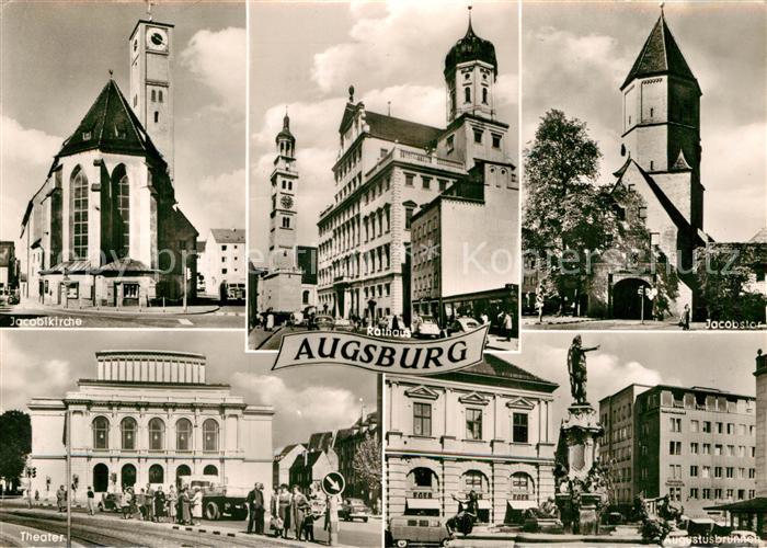 Augsburg Jacobikirche Rathaus Jacobstor Theater Augustusbrunnen