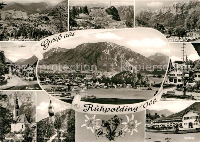 Ruhpolding Panorama mit Hochfelln Rauschberg Reiteralpe Maibaum Kurhaus Bergbahn