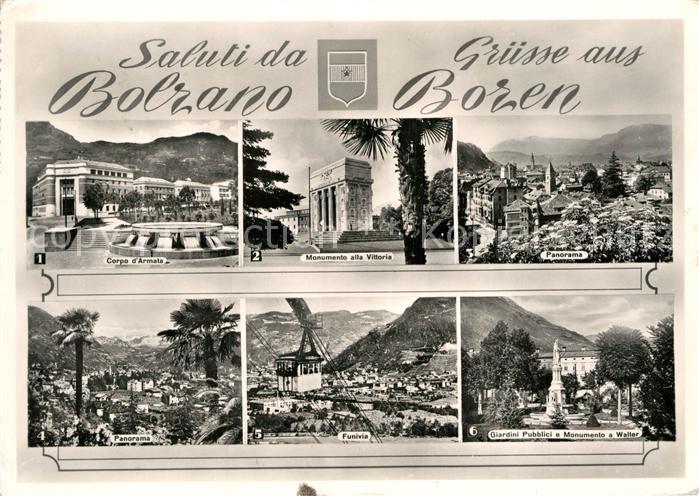 Bozen Suedtirol Korpskommando Siegesdenkmal Panorama Seilbahn Denkmal Walter der