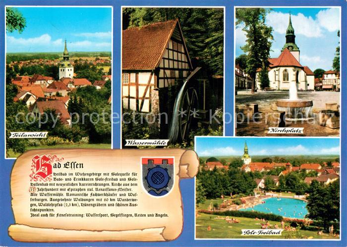 Bad Essen Teilansicht Kirche Wassermuehle Brunnen Sole Freibad