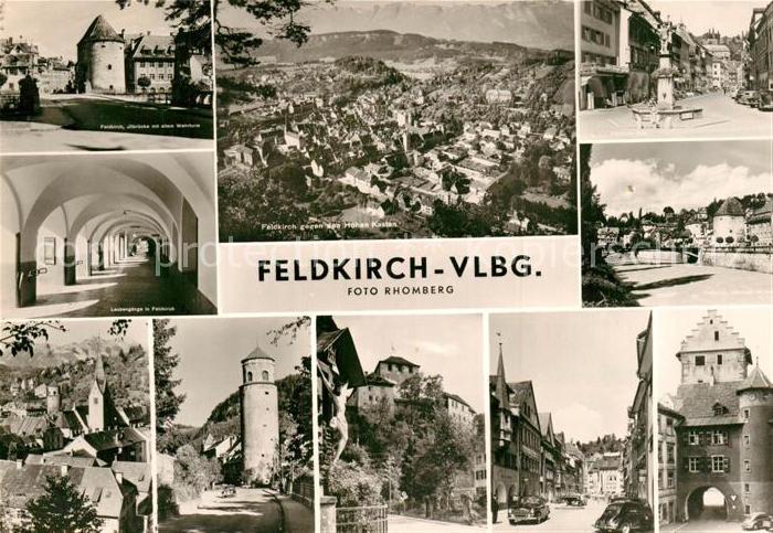 Feldkirch Vorarlberg Illbruecke Wehrturm Laubengaenge Brunnen Strassenpartie Tor