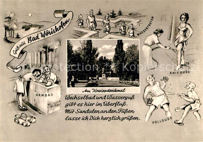 Bad Woerishofen Kneippdenkmal Kuranwendungen Karikaturen