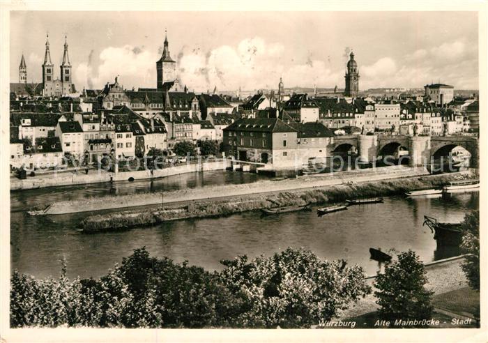 WueRZBURG Bayern Stadtpanorama Alte Mainbruecke NZ3