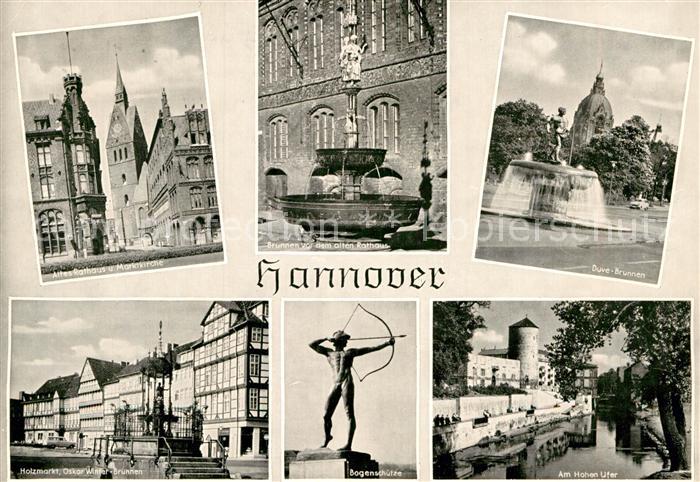 HANNOVER  CITY Rathaus Marktkirche Duve Brunnen Hohes Ufer Bogenschuetze Statue