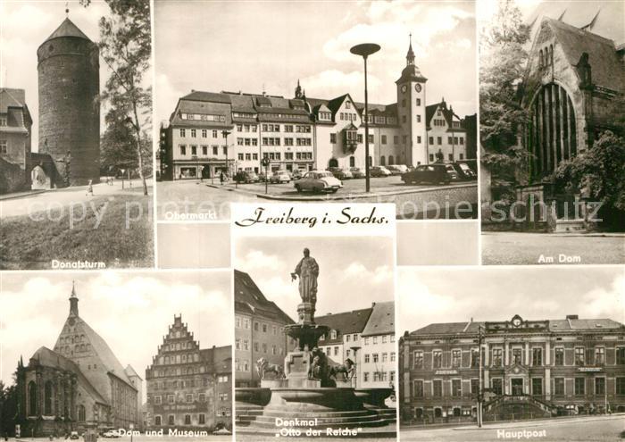 Freiberg Sachsen Obermarkt Hauptpost Denkmal Otto der Reiche Dom Museum