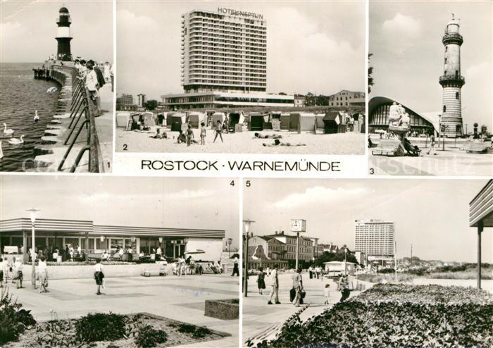 Rostock-Warnemuende Mole Interhotel Neptun Konsum-Gaststaette Teepott Leuchtturm