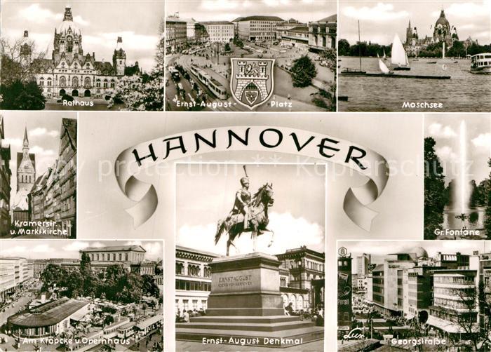 HANNOVER  CITY Rathaus Ernst-August-Denkmal Georgstrasse Maschsee