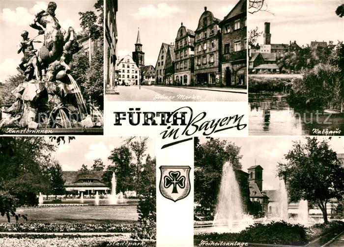 Fuerth Bayern Kunstbrunnen Gruener Markt Rathaus Stadtpark