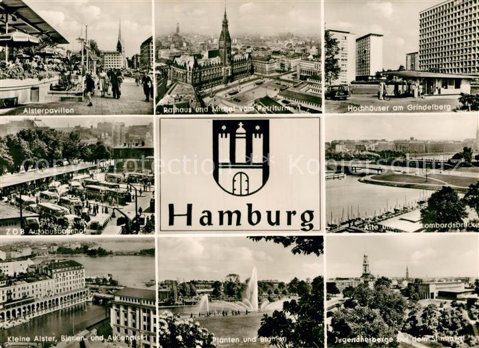 HAMBURG  CITY Autobusbahnhof Jugendherberge Alsterpavillon Hochhaeuser