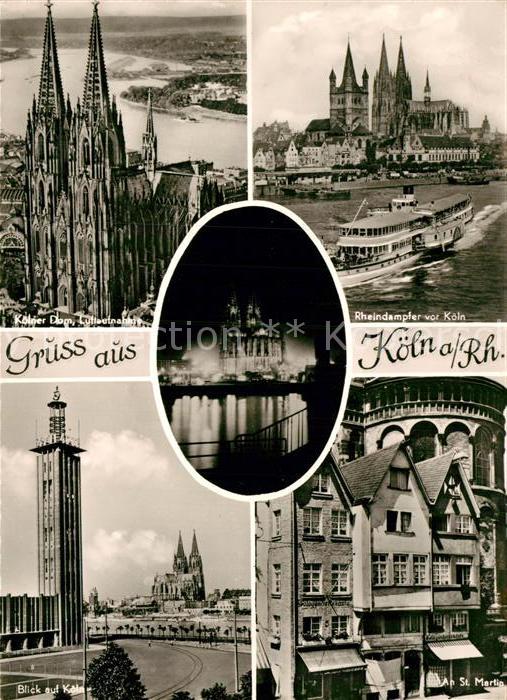 Koeln Rhein Dom Fliegeraufnahme Rheindampfer St. Martin